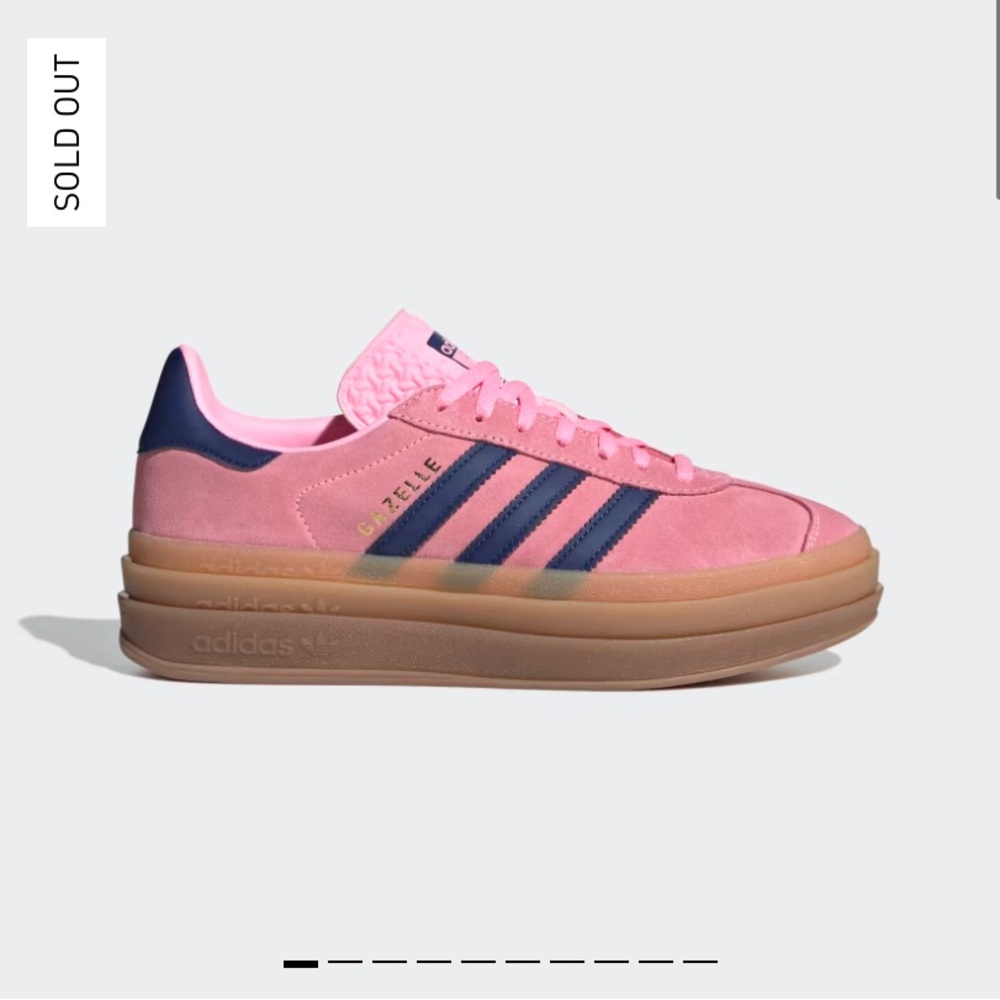 Adidas Gazelle Bold in pink w/ navy stripes